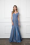 Long Mother of the Bride Metallic Evening Dress