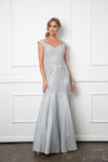 Long Mother of the Bride Metallic Evening Dress