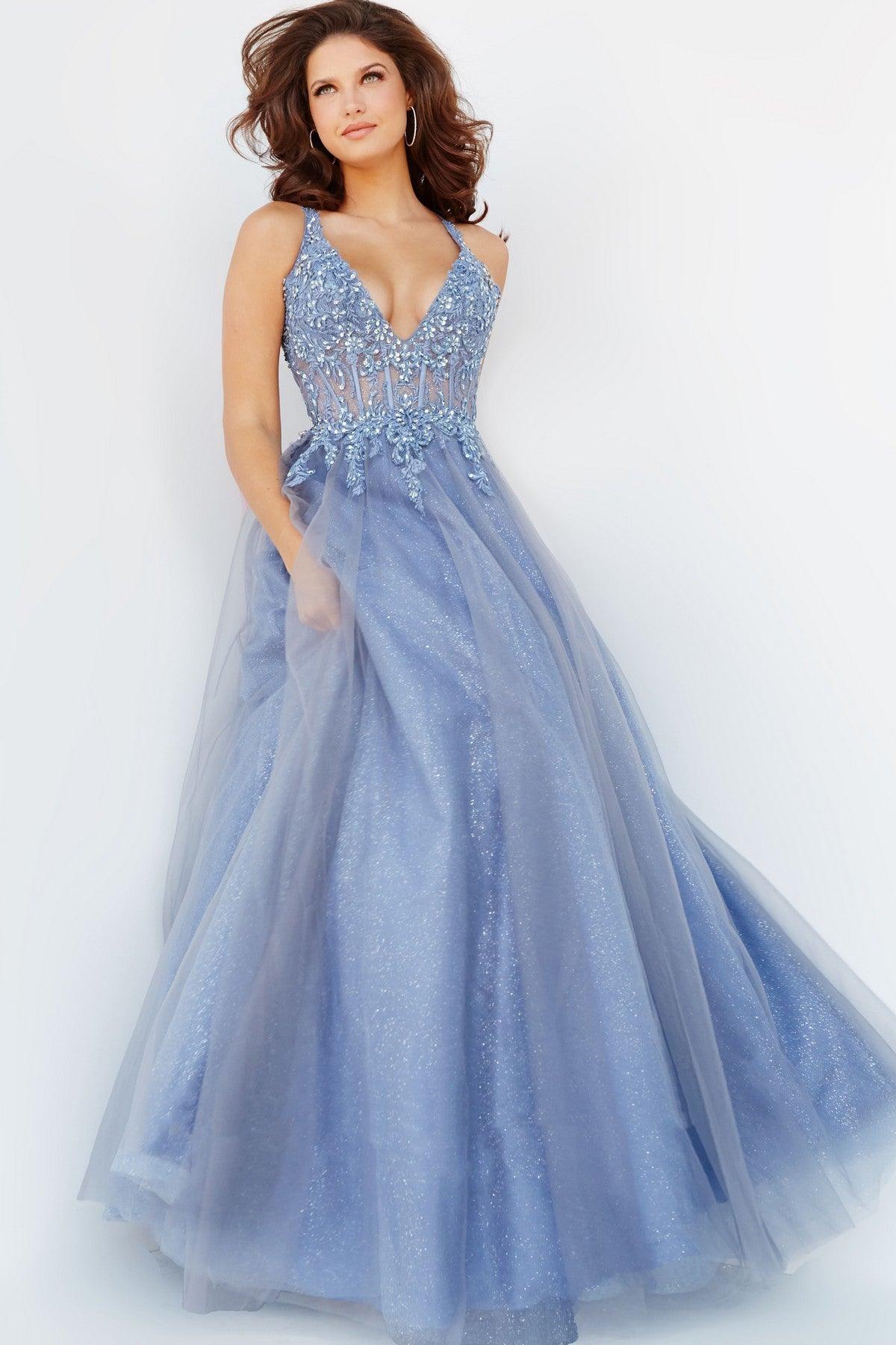 Prom Dresses Long Formal Glitter Prom Ball Gown  Cloud