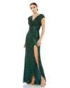 Formal Dresses Long Cap Sleeve Formal Dress Forest Green