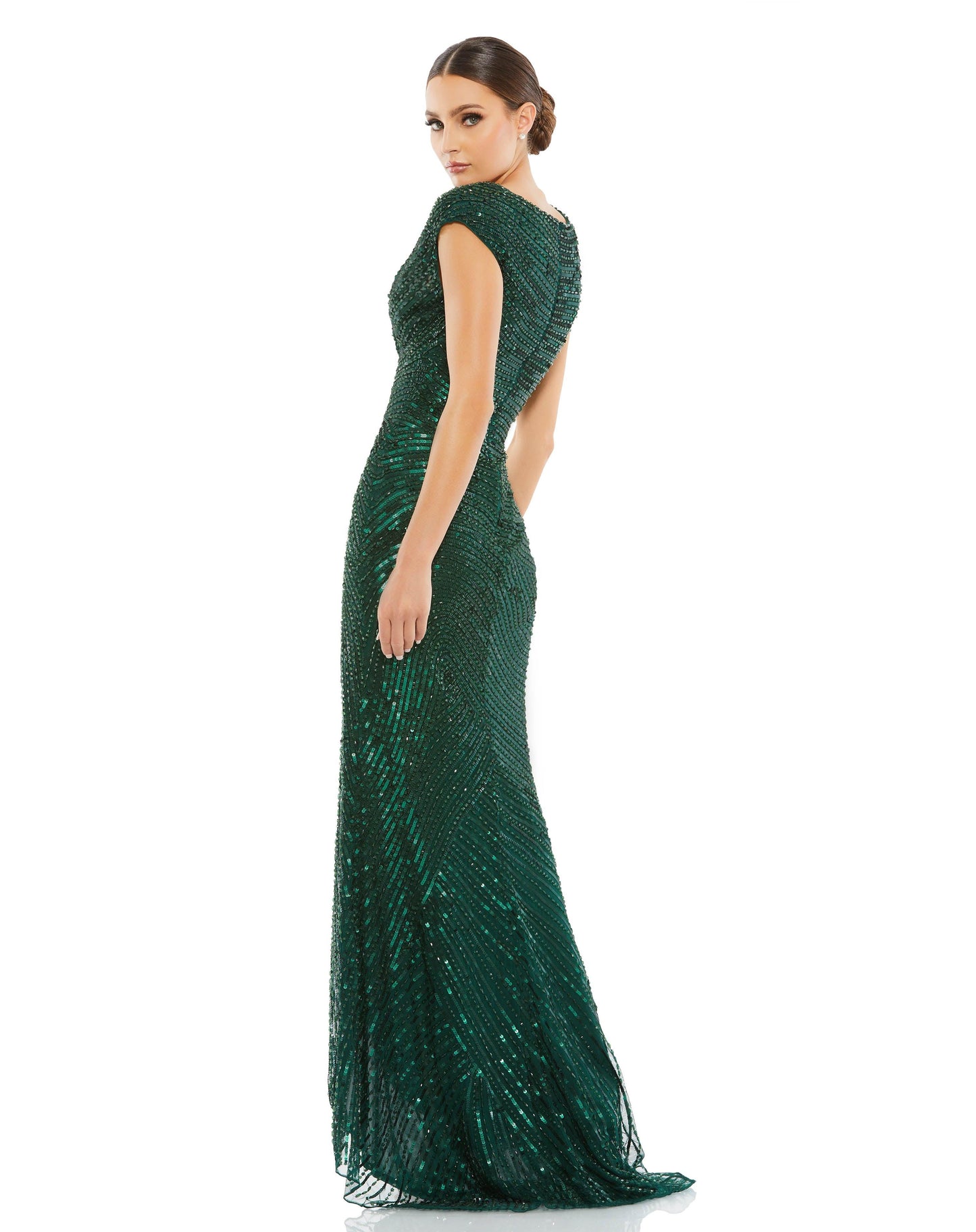 Formal Dresses Long Cap Sleeve Formal Dress Forest Green