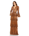 Formal Dresses Long Sleeve Formal Tiered Evening Dress Copper