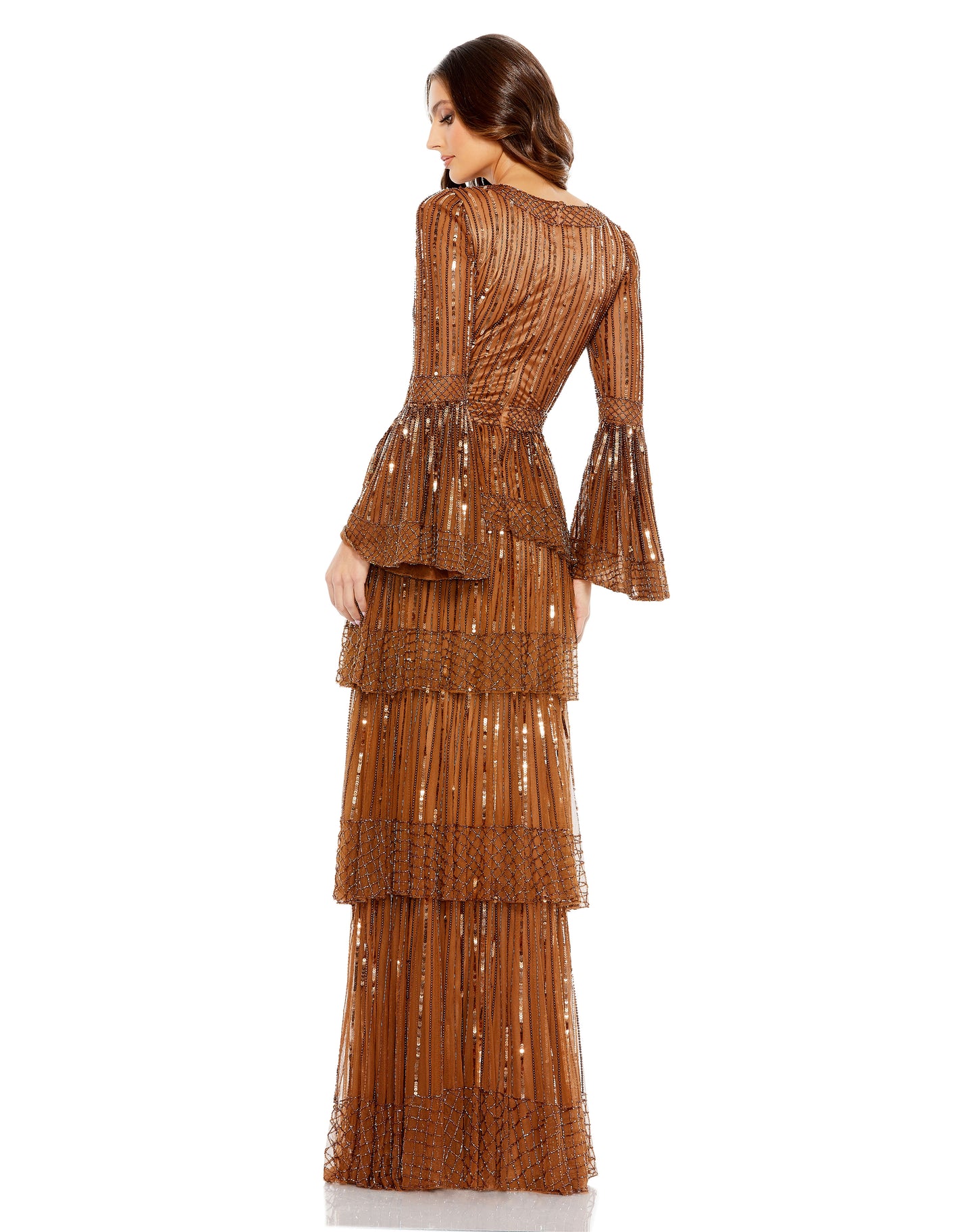 Formal Dresses Long Sleeve Formal Tiered Evening Dress Copper