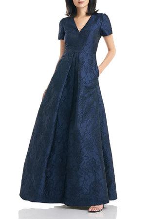 Kay Unger Full Length Dress Women’s Size 4 Navy Blue