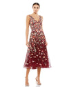 Cocktail Dresses Short Sleeveless Cocktail Tea Length Dress Burgundy Multi