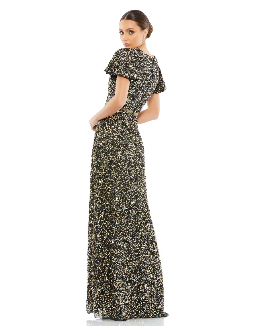 Formal Dresses Long Formal Beaded Dress Black Gold