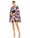 Mac Duggal 55404 Short Cape Sleeve Floral Dress