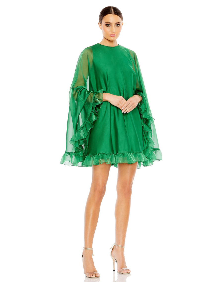 Mac Duggal 55407 Short Cape Sleeve Cocktail Dress