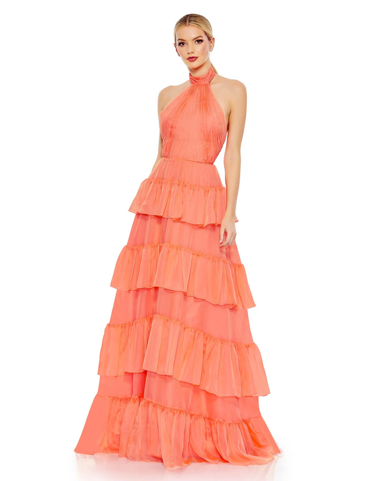 Prom Dresses Long Halter Formal Chiffon Dress Peach