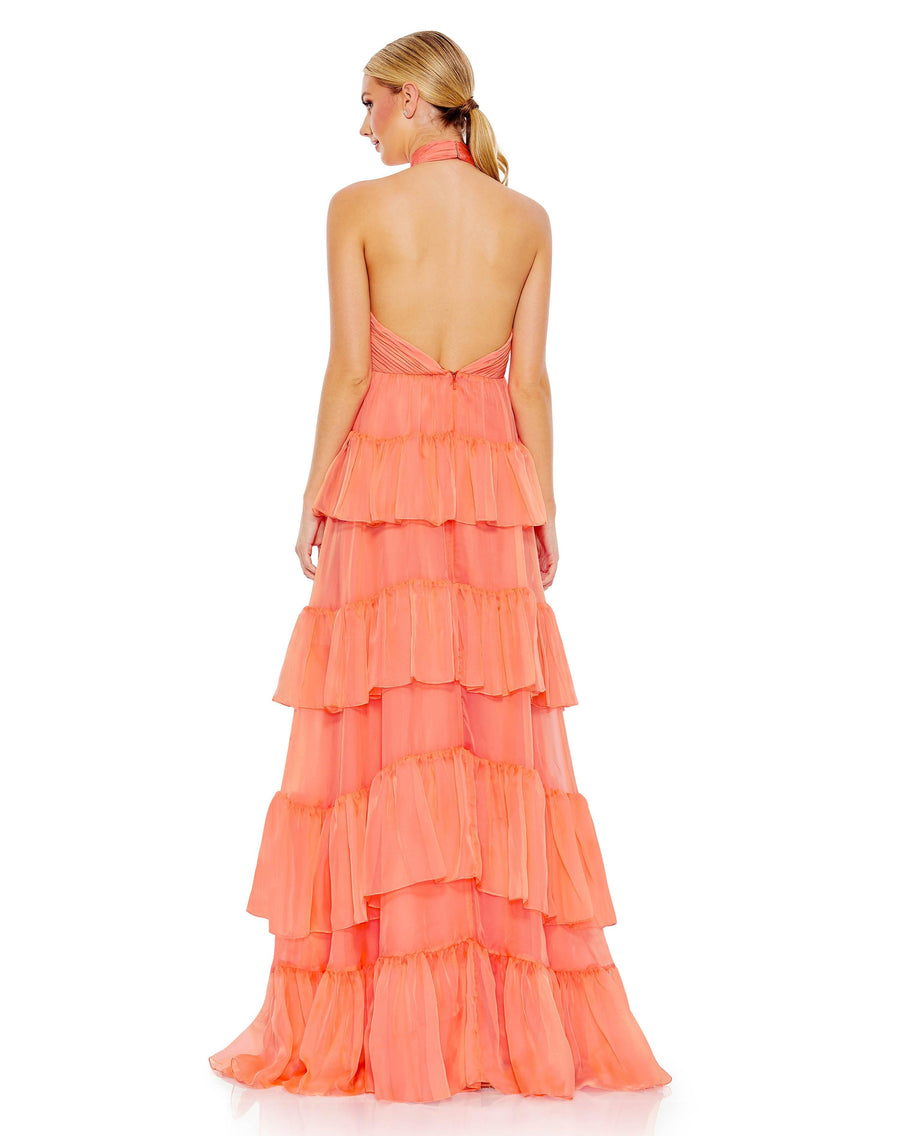 Prom Dresses Long Halter Formal Chiffon Dress Peach