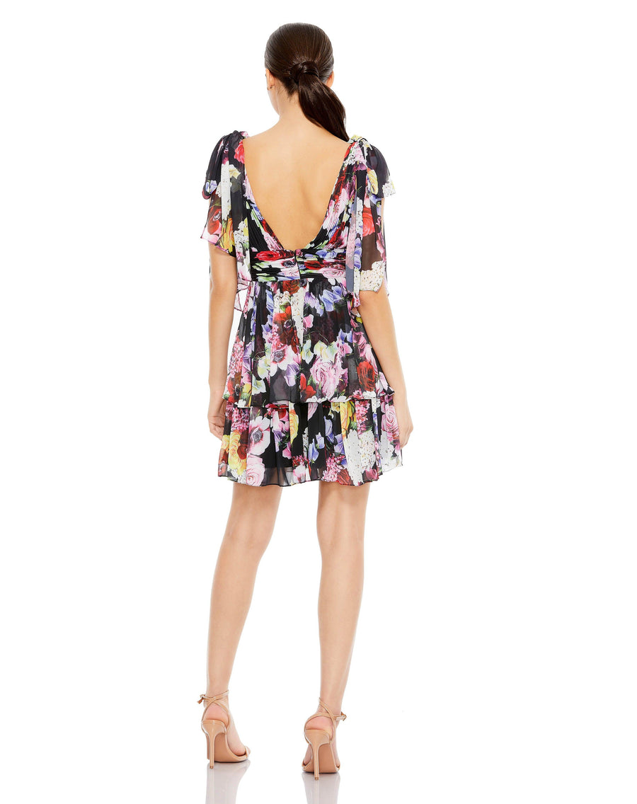 Cocktail Dresses Short Floral Chiffon Cocktail Dress Multi