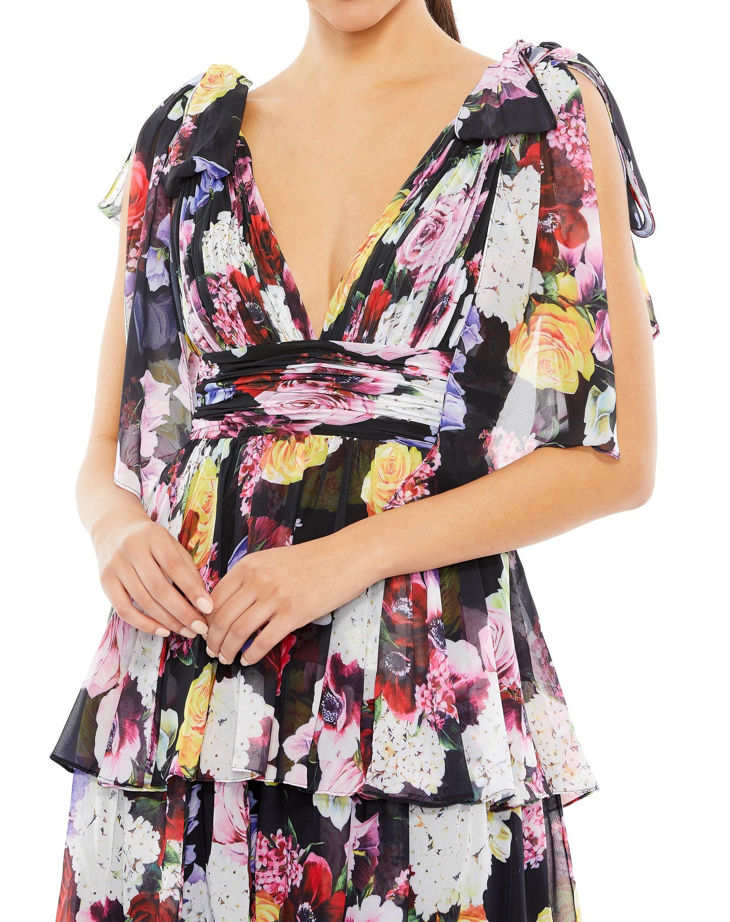 Cocktail Dresses Short Floral Chiffon Cocktail Dress Multi