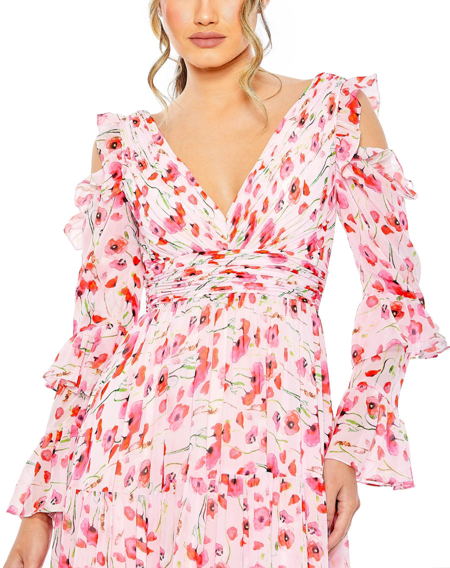 Formal Dresses Long Formal Floral Print Dress White Multi