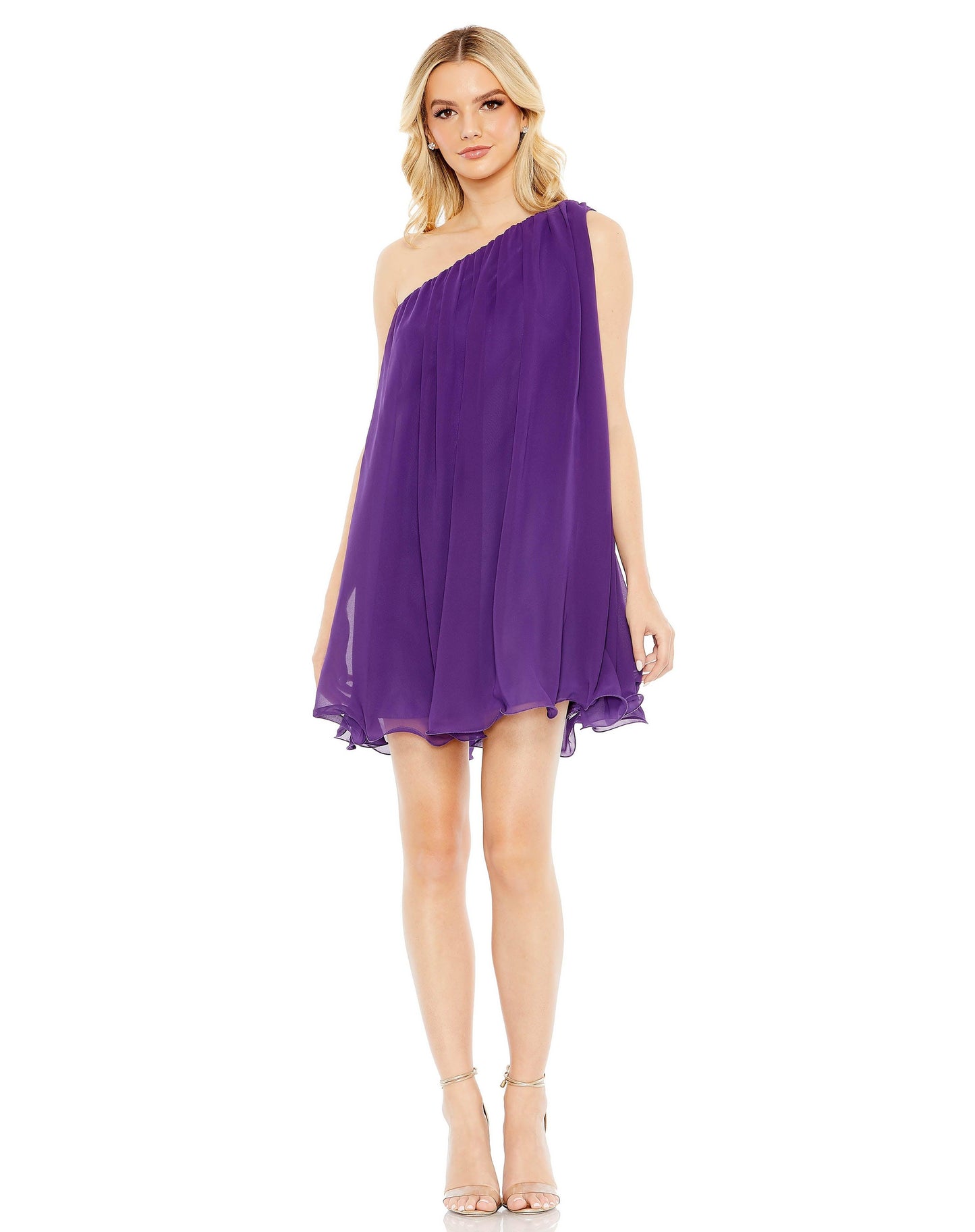 Cocktail Dresses Short One Shoulder Chiffon Cocktail Dress Purple