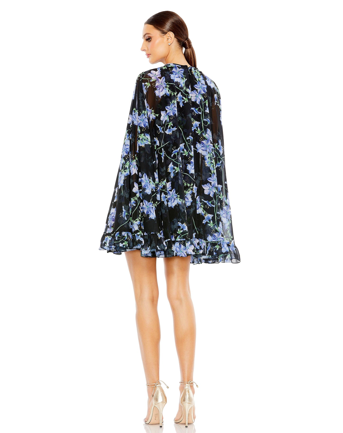 Cocktail Dresses Short Homecoming Floral  Print Cocktail Dress Black Multi