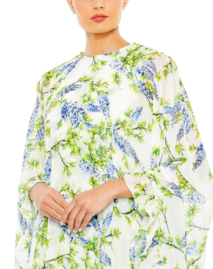 Cocktail Dresses Short Chiffon Cape Sleeve Cocktail Dress White Multi