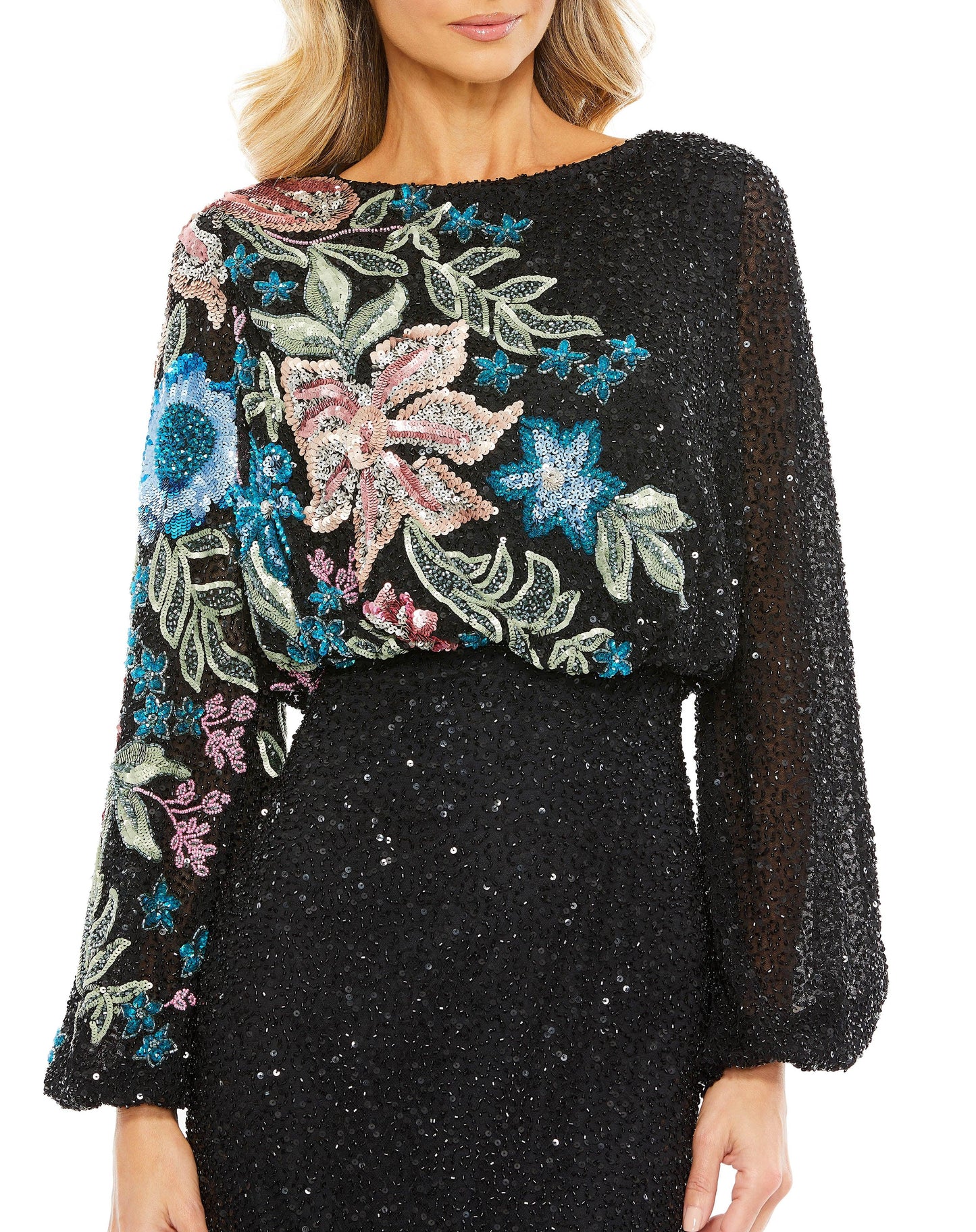 Formal Dresses Long Sleeve Formal Evening Dress Black Multi