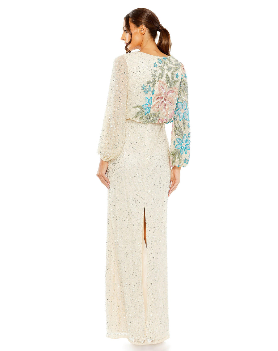 Formal Dresses Long Sleeve Formal Evening Dress Nude Multi