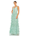 Prom Dresses Formal Ruffle Tiered Sequin Prom Long Dress Mint