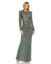 Formal Dresses Long Sleeve Formal Fitted Dress Slate Grey