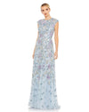 Formal Dresses Long Cap Sleve Formal Dress Ice Blue Multi