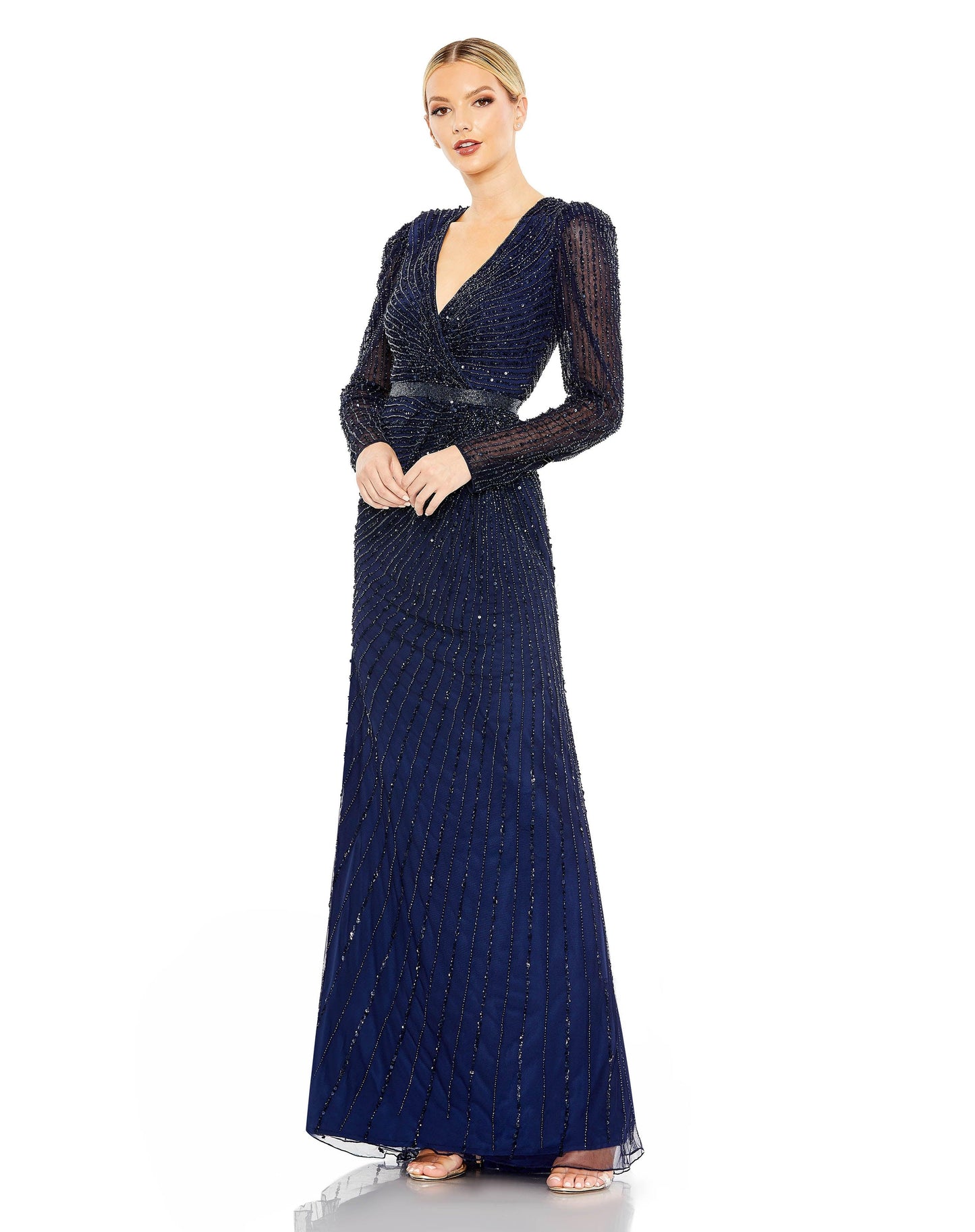 Formal Dresses Beaded Long Sleeve Formal Gown Midnight