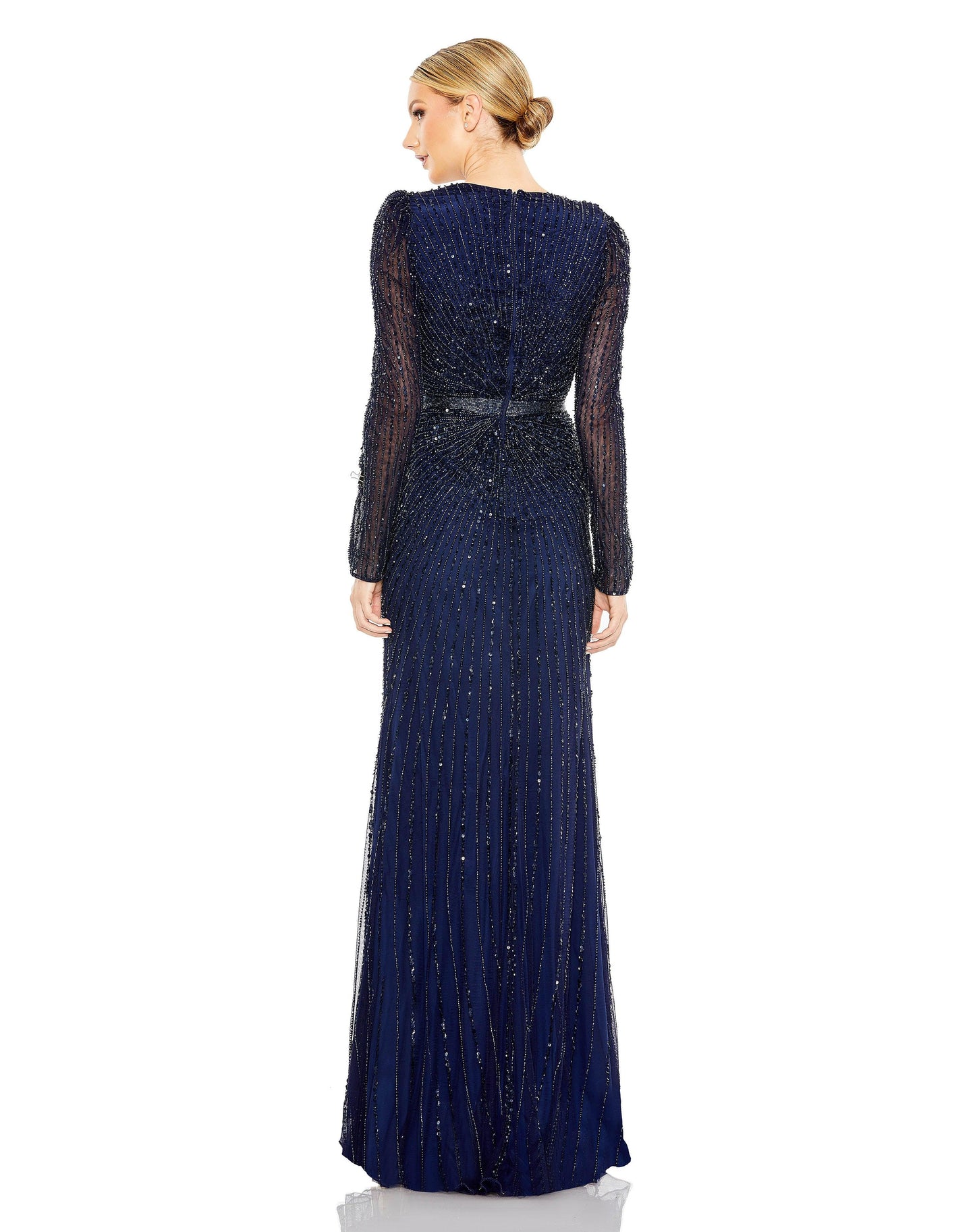 Formal Dresses Beaded Long Sleeve Formal Gown Midnight