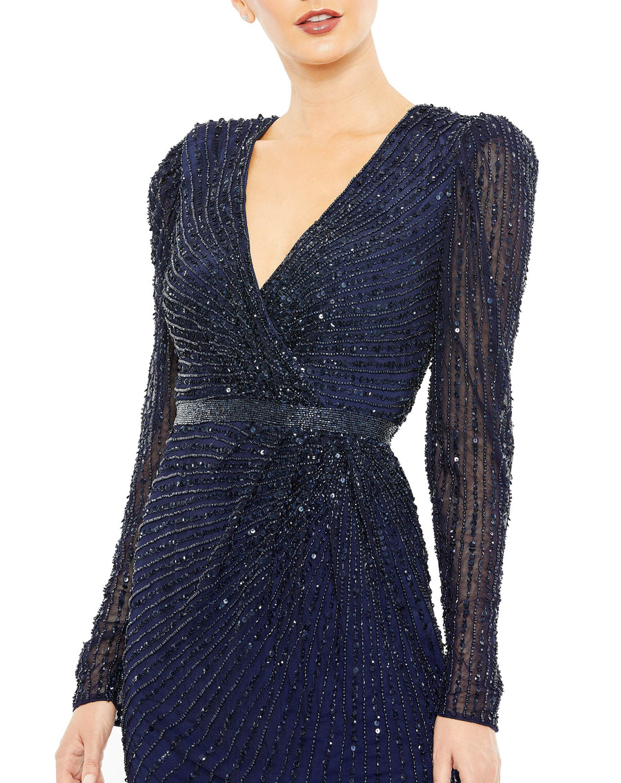 Formal Dresses Beaded Long Sleeve Formal Gown Midnight