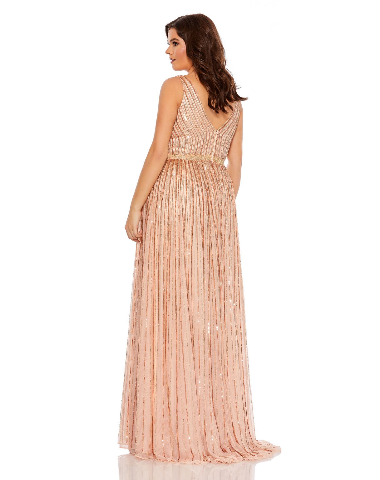 Plus Size Dresses Sequined Striped Long Formal Plus Size Dress Apricot