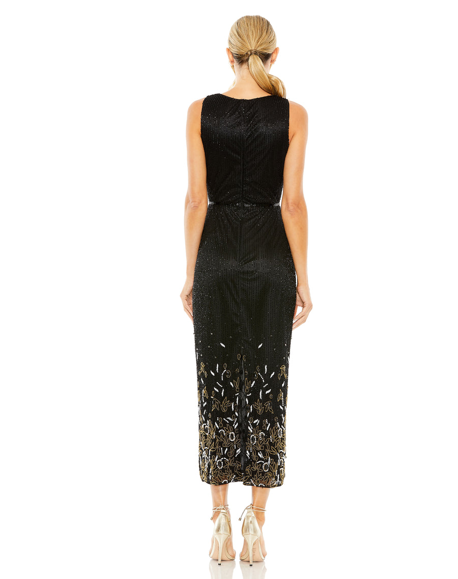 Cocktail Dresses Cocktail Midi Length Formal Beaded Dress Black Multi