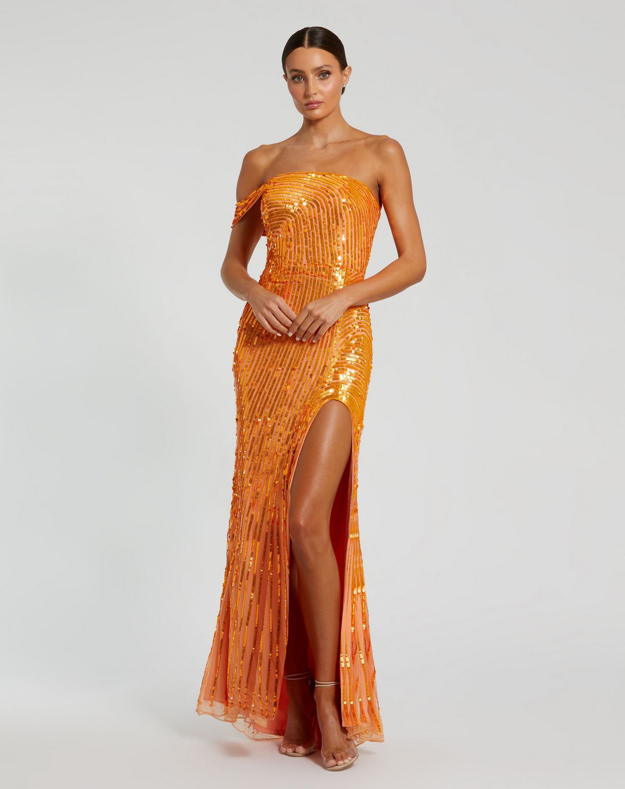 Prom Dresses Prom Sequin Formal Long Dress Orange Crush