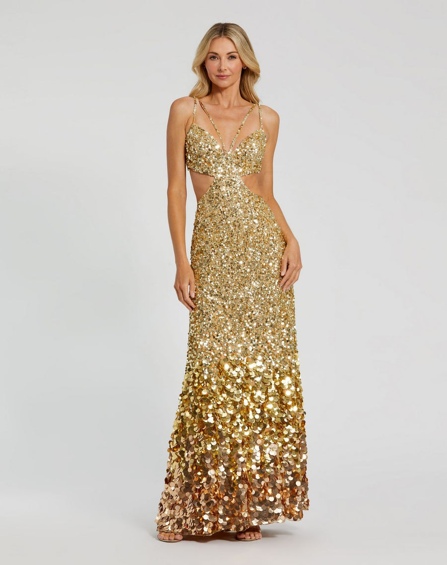 Prom Dresses Ombre Sequin Prom Formal Long Dress Gold