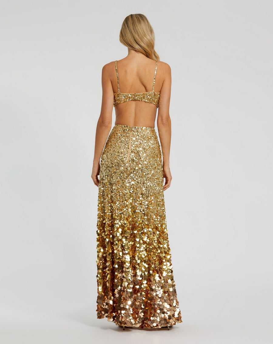 Prom Dresses Ombre Sequin Prom Formal Long Dress Gold