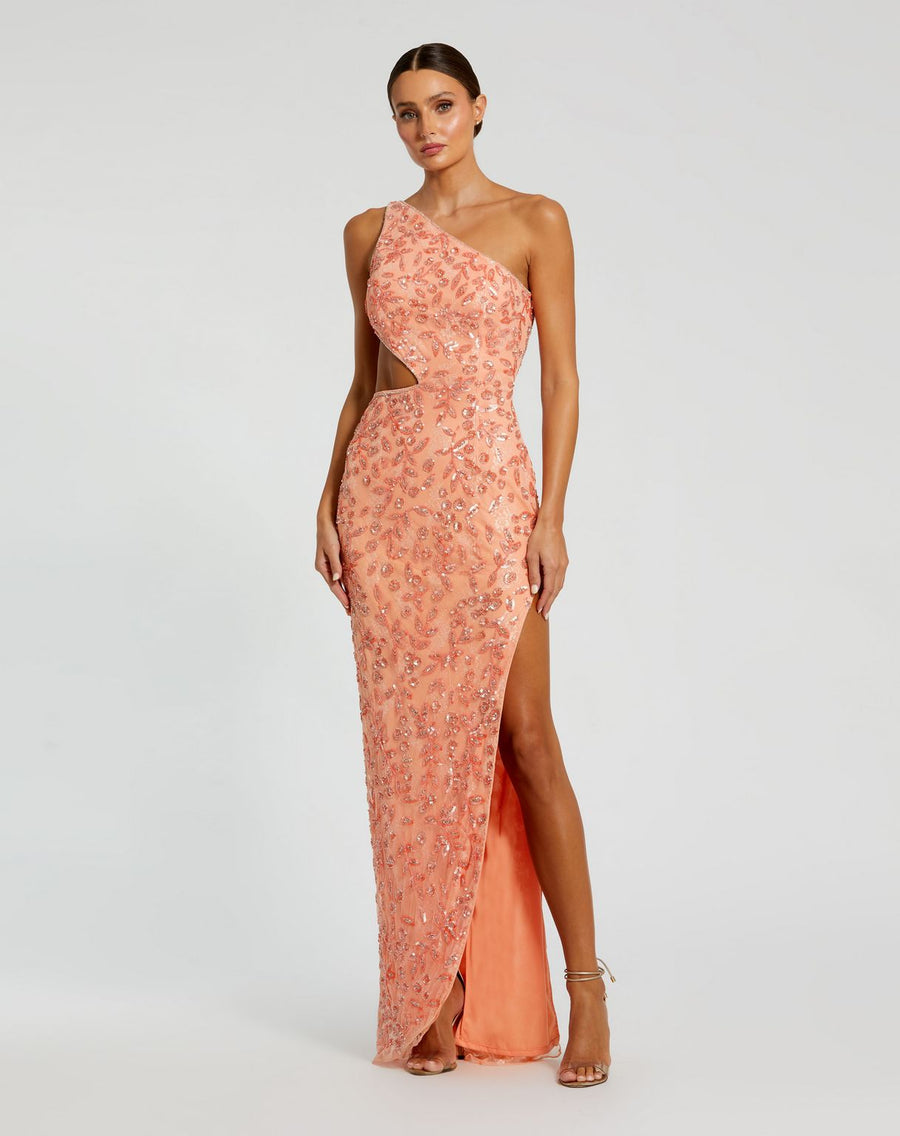 Prom Dresses Prom Sequin Cutout Formal Long Dress Peach