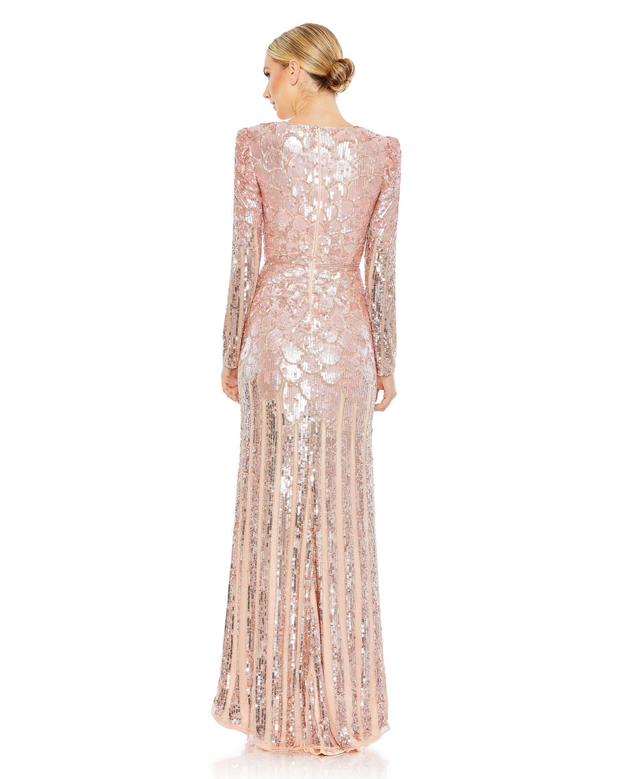 Formal Dresses Long Sleeve Formal Evening Dress Rose Gold