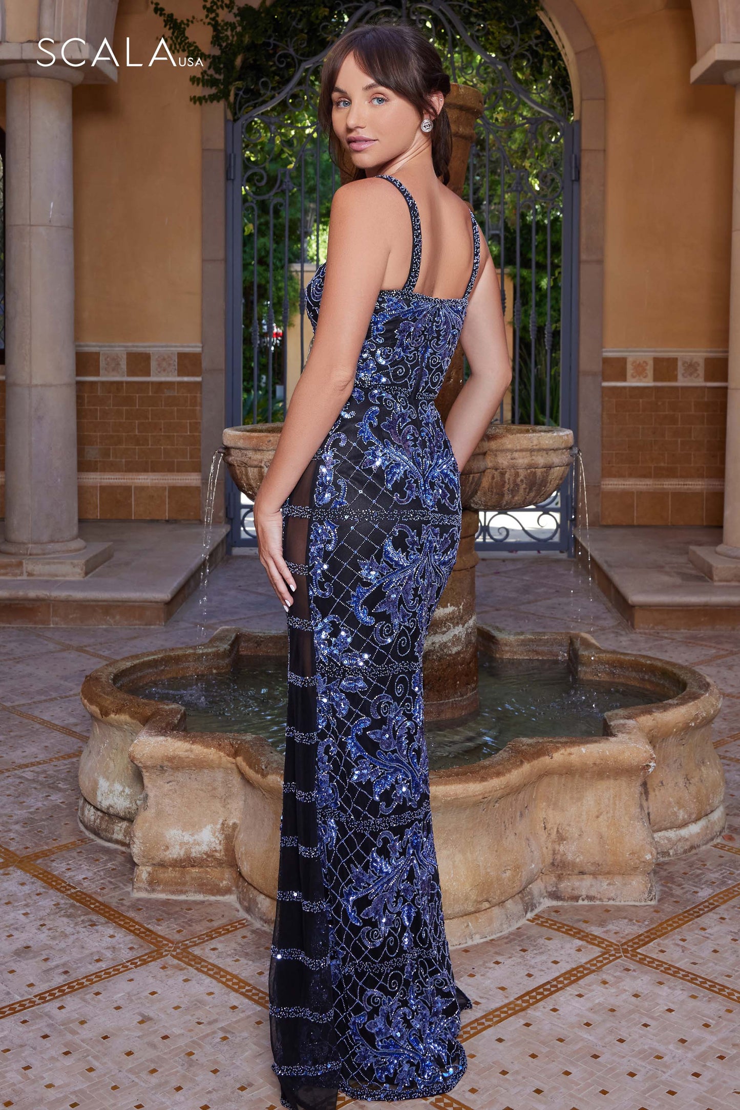 Prom Dresses Beaded Long Formal Sequin Prom Dress Black Sapphire