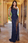 Prom Dresses Sequin Formal Prom Long Dress Navy Multi