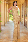 Prom Dresses Long Fitted Prom Gown Gold