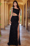 Prom Dresses Glittered Fitted Long Prom Dress Black