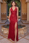 Prom Dresses Prom Long Sequins Fitted Dress Red