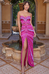 Prom Dresses Beaded Bohemian Prom Formal Long Dress Magenta