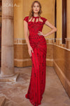 Prom Dresses Cutout Long Prom Formal Beaded Dress Red