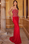 Prom Dresses Long Beaded Sequin Prom Formal Dress Red/Silver