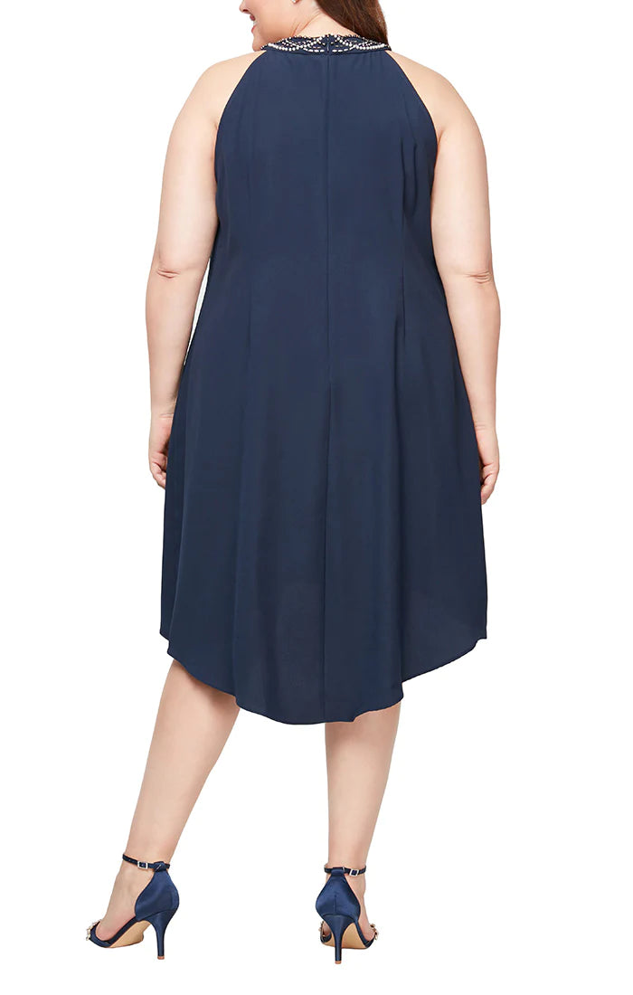 Cocktail Dresses Plus Size Crepe Cocktail Short Dress  Navy