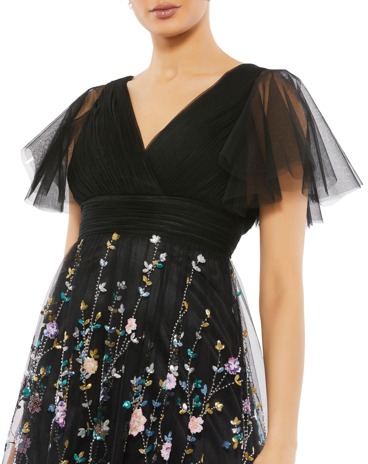 Formal Dresses Long Formal Floral Dress Black Multi