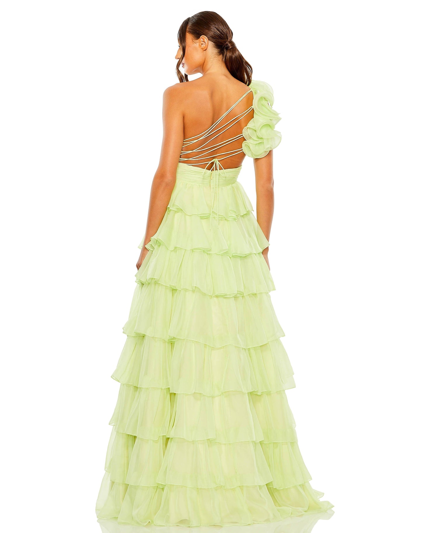 Prom Dresses Long One Shoulder Chiffon Prom Gown Pistachio