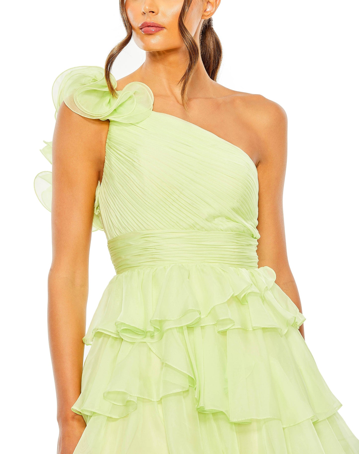 Prom Dresses Long One Shoulder Chiffon Prom Gown Pistachio