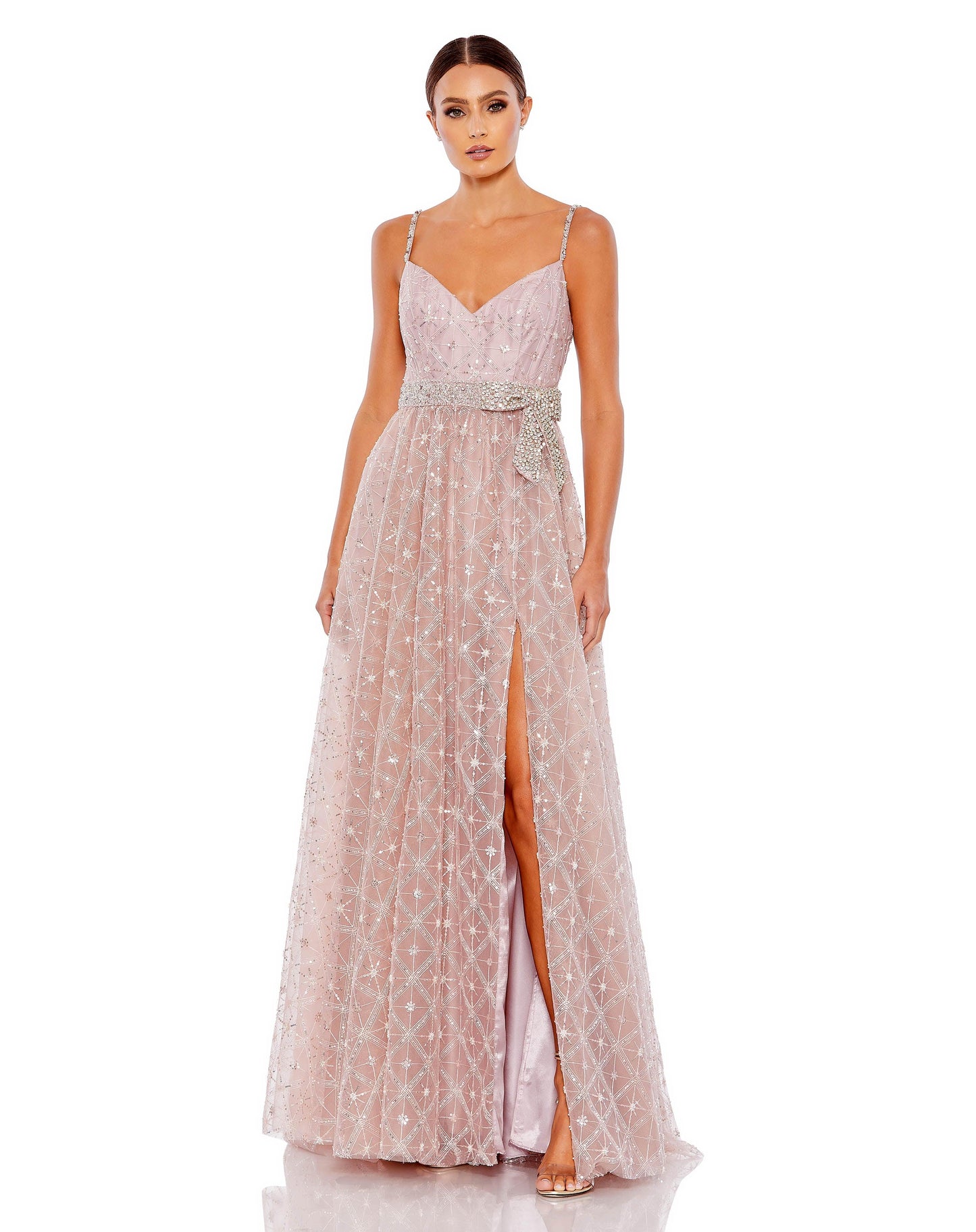 Prom Dresses Long Formal Beaded Prom Gown Rose