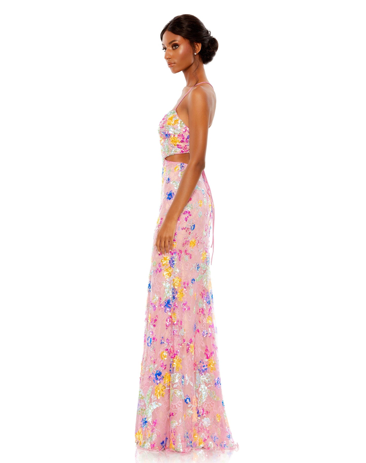 Prom Dresses Long Formal Floral Prom Gown Pink Multi