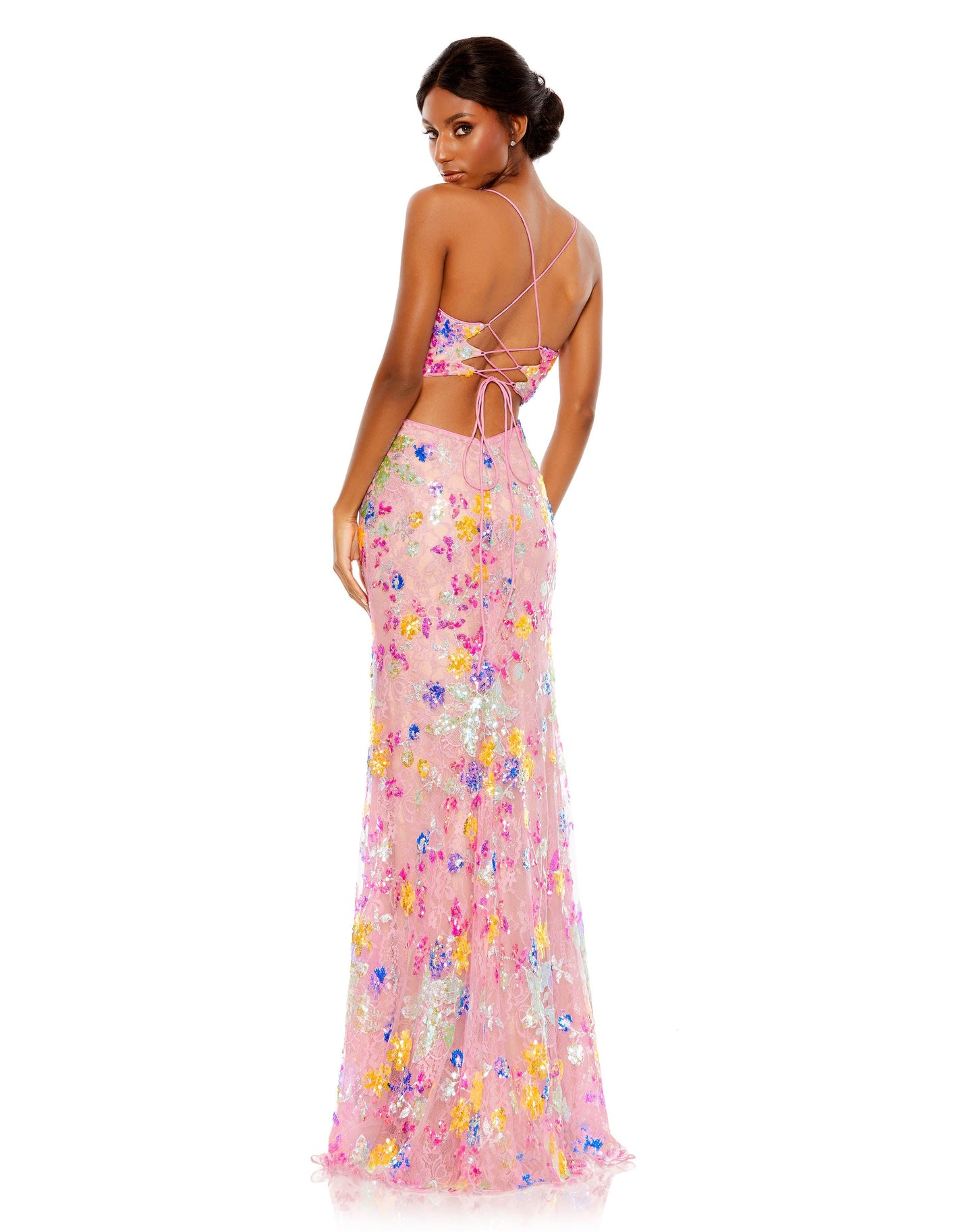 Prom Dresses Long Formal Floral Prom Gown Pink Multi